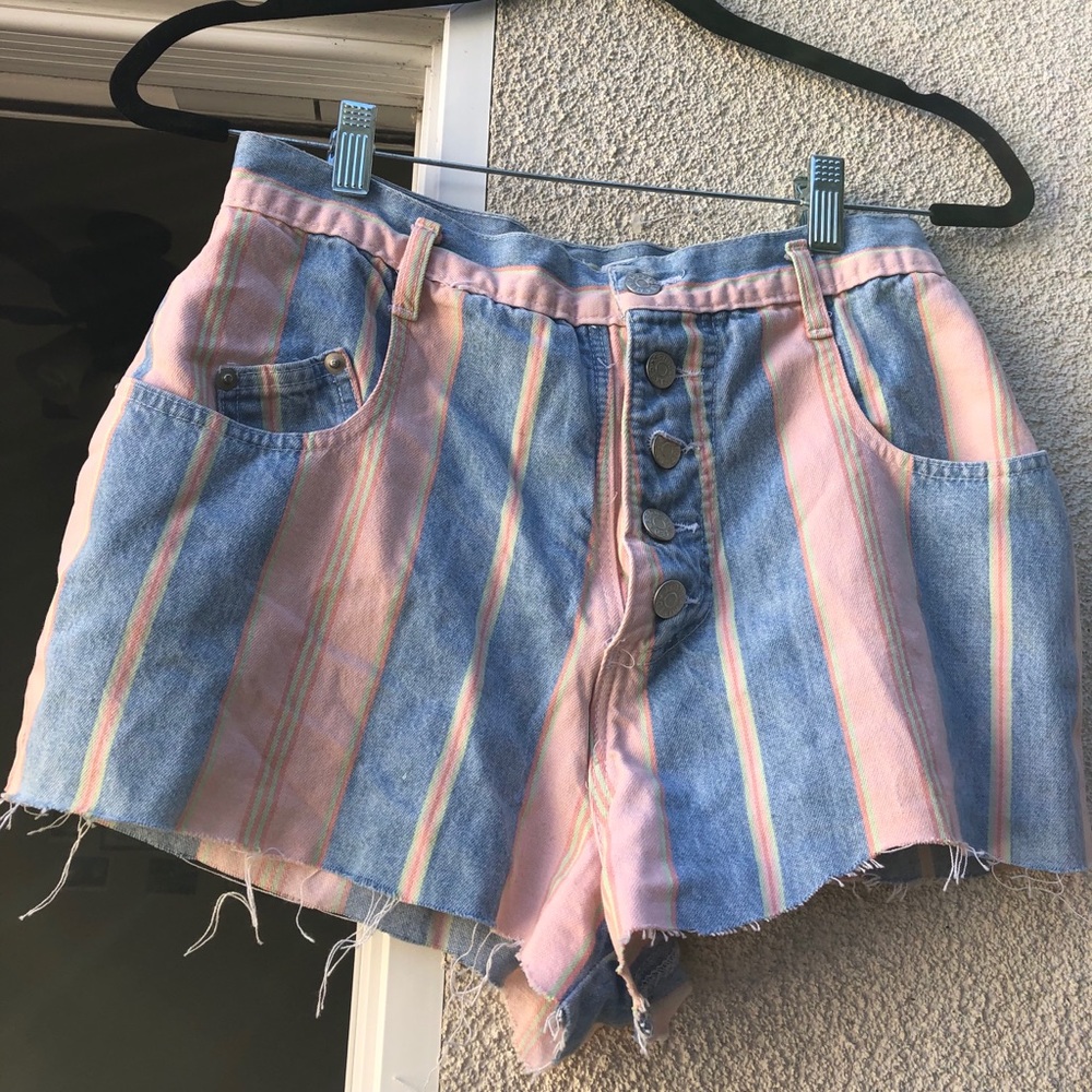 Vintage Mixed Blues striped pastel shorts